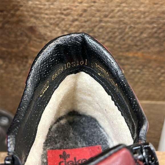 Rieker Ankle Booties 2 tone Leather Wool Lined Side Sz 8.5 - Picture 6 of 8